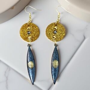 Gold and Black Dangle Earrings